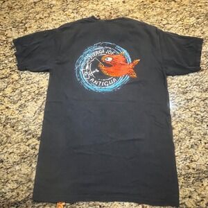 Pirana Joe Antigua Graphic T Shirt Mens Medium Black Souvenir Short Sleeve Tee